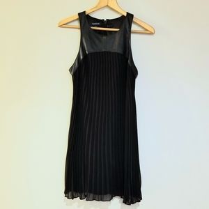 Bebe chiffon shift dress with leather detail